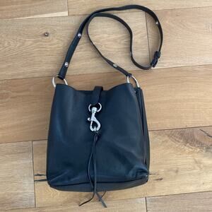 Rebecca Minkoff Black Leather Shoulder Bag with Silver Hardware